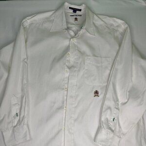 Tommy Hilfiger Men's Long Sleeve Button-Down Shirt White Size 17 - 34